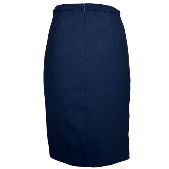 J.Crew Women's Navy Wool Blend Pencil Skirt Asymmetrical Faux Wrap Size 0 - Picture 7 of 7